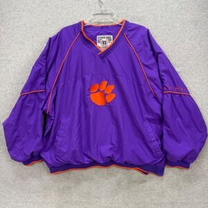 Clemson‎ Tigers Windbreaker Men 2XL Purple Orange Paw Pullover Genuine Stuff Y2K